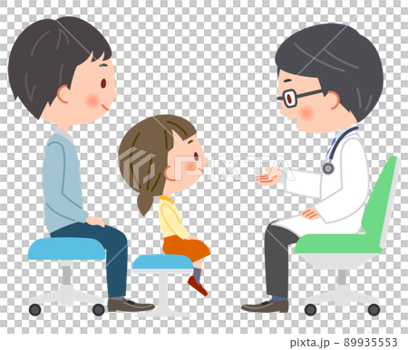 兒科醫生和病人的父母和孩子看的插圖 兒科醫生和病人的父母和孩子看的插圖 89935553