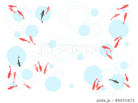 金魚と波紋と水玉模様 イラスト 白背景 89935873