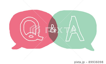 2つの吹き出しイラストとQ&Aの文字 2つの吹き出しイラストとQ&Aの文字 89936098