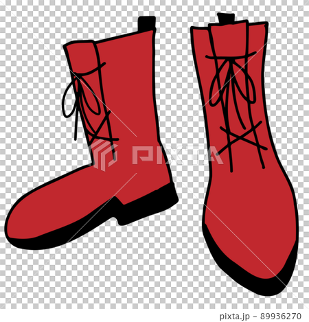 赤系ホールブーツ(編み上げブーツ)のイラスト 赤系ホールブーツ(編み上げブーツ)のイラスト 89936270