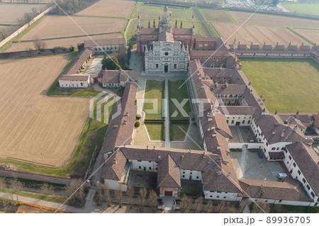 Nice view of Certosa di Pavia at sunny morning 89936705