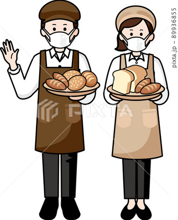パン屋　マスクをする男性と女性 89936855