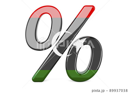 Percent with Libyan flag, 3D rendering 89937038