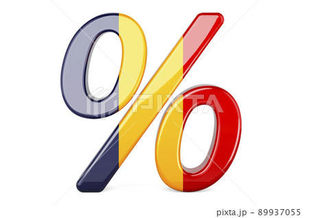 Percent with Romanian flag, 3D rendering Percent with Romanian flag, 3D rendering 89937055