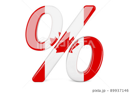 Percent with Canadian flag, 3D rendering 89937146