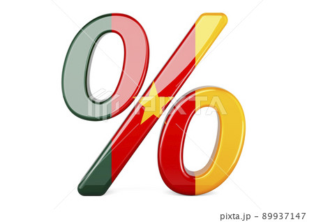 Percent with Cameroonian flag, 3D rendering Percent with Cameroonian flag, 3D rendering 89937147