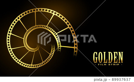 realistic golden film strip cinema background vector illustration 89937637