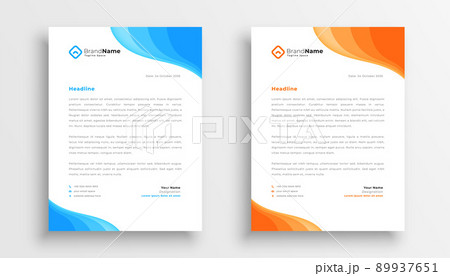 company letterhead modern design in blue and orange color 89937651