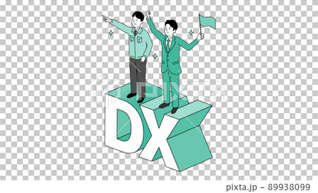 Presidents and businessmen of small and medium-sized enterprises standing on the letters of DX, image illustrations of DX support, vectors 89938099