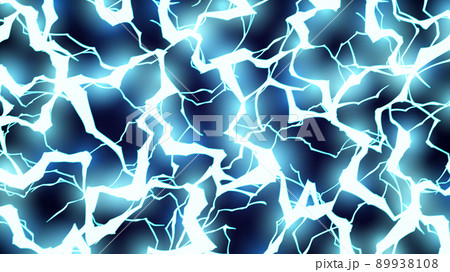 かっこいい雷の背景 エフェクト アニメ風 水色 16 9のイラスト素材