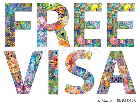 FREE VISA. Vector decorative zentangle object for decoration FREE VISA. Vector decorative zentangle object for decoration 89938456