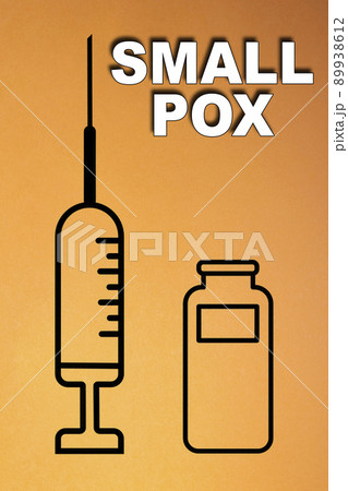 Vaccine. Monkeypox. Smallpox vaccine. Design of a vaccine with the injection, the syringe and the vial. Vaccine for Smallpox. Illustrative design. 89938612