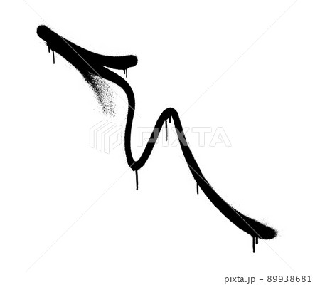 Graffiti arrow with overspray in black over white. 89938681