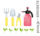 Vector set of gardening tool images. Care instruction symbols. Flat style. 89938878