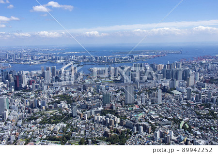都市風景・白金高輪より湾岸を望む・空撮 89942252