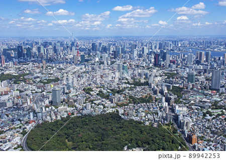 都市風景・白金台上空より首都圏を望む・空撮 都市風景・白金台上空より首都圏を望む・空撮 89942253