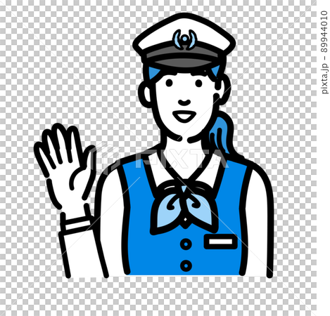 A driver woman raising her hand and greeting with a smile 89944010