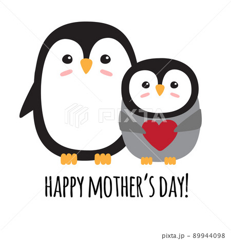 Vector penguin and happy Mother’s Day text 89944098
