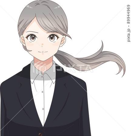 髪が風になびくスーツの女性　向上心　やる気　ロングヘア 89944969