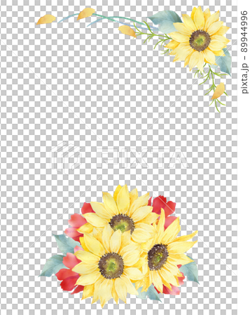 Watercolor sunflower frame - Stock Illustration [89944996] - PIXTA