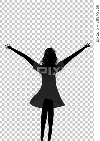 The silhouette of the back of a banzai woman. 89945369