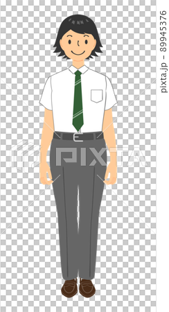 制服姿の女子高校生のイラスト 89945376