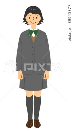 制服姿の女子高校生のイラストのイラスト素材