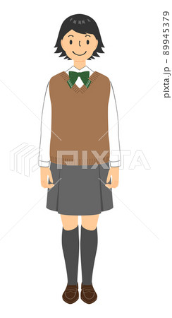 制服姿の女子高校生のイラスト 89945379