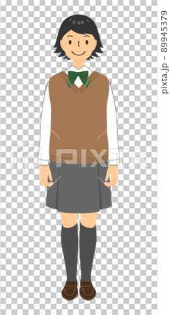制服姿の女子高校生のイラスト 89945379