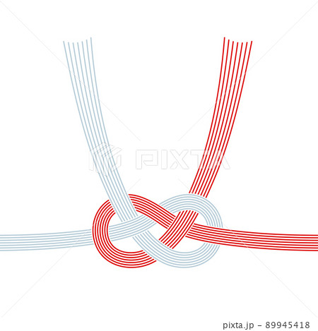 日本の正月小物「水引　あわび結び」のベクターイラスト。 89945418