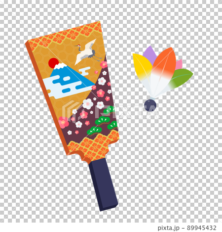 日本新年配飾“Hagoita”的矢量圖解。 89945432