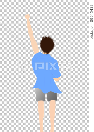 The back view of a man doing a guts pose. Image of delight. 89945452