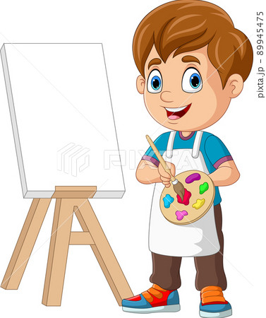 Cartoon boy painting on white background 89945475