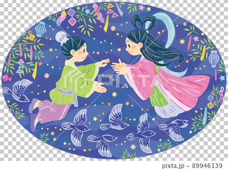 7月 七夕まつり 織姫と彦星 イラスト素材 7月 七夕まつり 織姫と彦星 イラスト素材 89946139