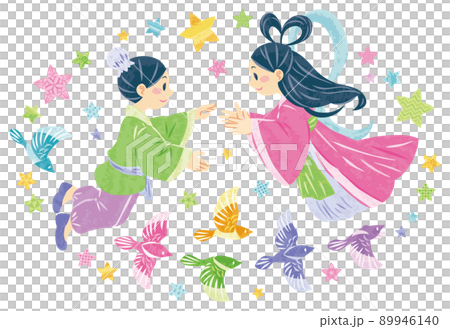 7月　七夕まつり　織姫と彦星　イラスト素材 89946140