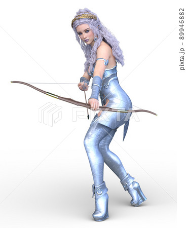 弓矢を持つ女性戦士のイラスト素材 [89946882] - PIXTA