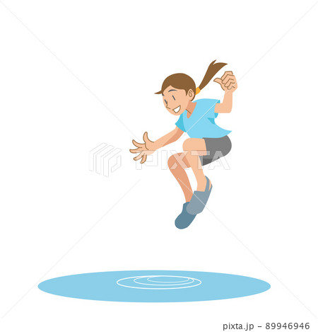 水面に飛び込む子供のイラスト素材