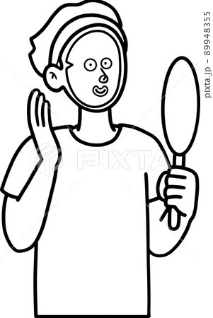 フェイシャルパックをする男性のイラスト素材 線画のみ フェイシャルパックをする男性のイラスト素材 線画のみ 89948355