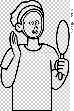 フェイシャルパックをする男性のイラスト素材 線画のみ フェイシャルパックをする男性のイラスト素材 線画のみ 89948355