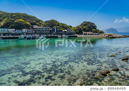 高知県大月町　青い海が透明な四国の先端にある柏島の入り江 89948499