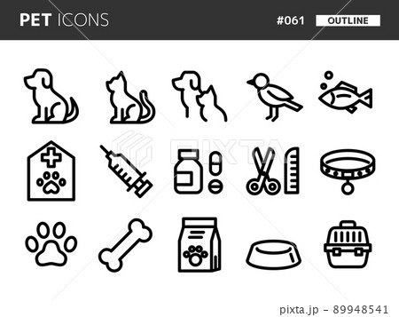 ペットに関連するラインスタイルのアイコンセット_061 89948541