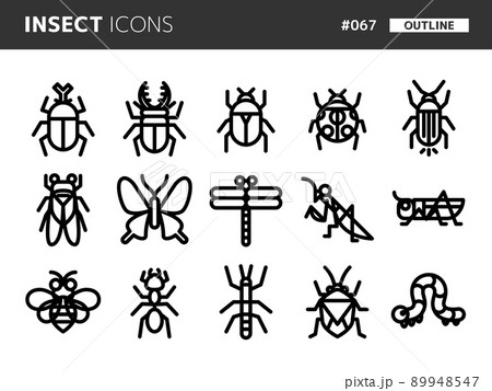 昆虫に関連するラインスタイルのアイコンセット_067 昆虫に関連するラインスタイルのアイコンセット_067 89948547