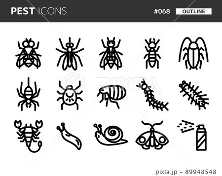 害虫に関連するラインスタイルのアイコンセット_068 害虫に関連するラインスタイルのアイコンセット_068 89948548