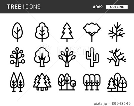 木に関連するラインスタイルのアイコンセット_069 89948549