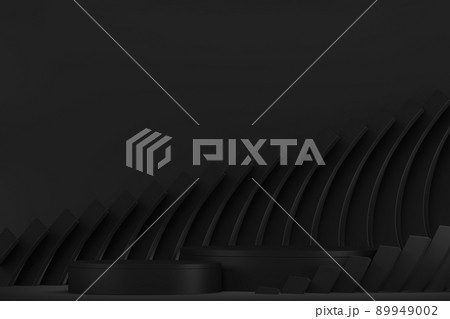 black stage podium for products decoration suitable .3D rendering 89949002