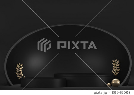 black stage podium for products decoration suitable .3D rendering black stage podium for products decoration suitable .3D rendering 89949003