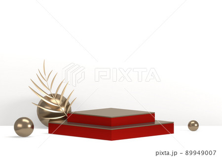 Red stage podium decoration suitable for products.3D rendering 89949007