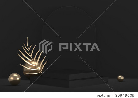 black stage podium for products decoration suitable .3D rendering 89949009