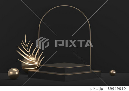 black stage podium for products decoration suitable .3D rendering 89949010