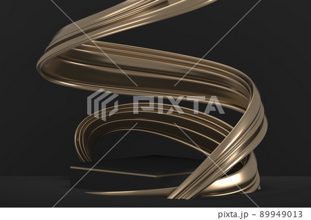 black stage podium for products decoration suitable .3D rendering 89949013